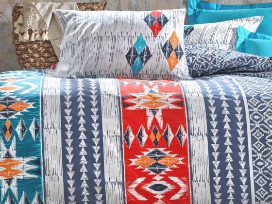 Cottonbox Ethnic Marika Çift Kişilik Nevresim Takımı Lacivert - Cotton Box (1)
