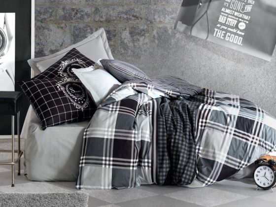 Cottonbox Masculine Ramos Çift Kişilik Nevresim Takımı Antrasit - Cotton Box
