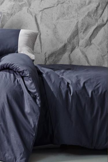 Cottonbox Plain Çift Kişilik Nevresim Takımı Lacivert Gri - Cotton Box (1)