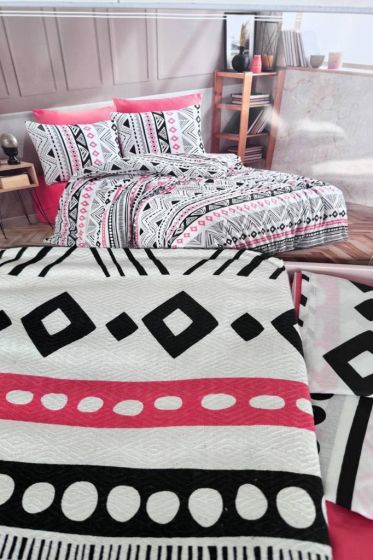 Cottonser Vintage Çift Kişilik Desenli Pike Takımı - Çeyiz Diyarı (1)