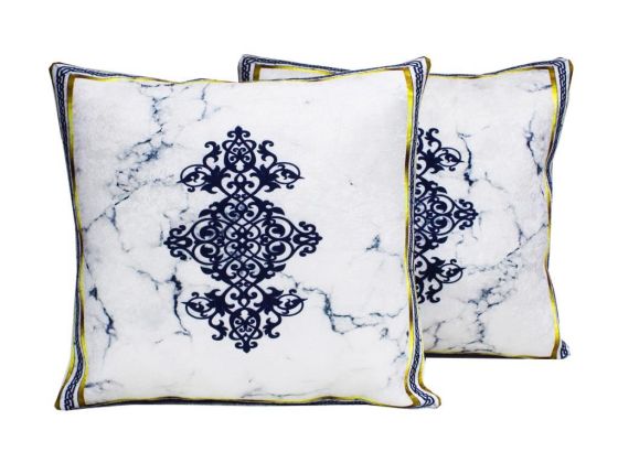 Crak Tile 2 Li Kadife Kırlent Kılıfı Krem - Çeyiz Diyarı