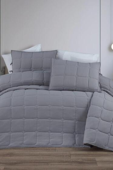 Cratos Comfort Çift Kişilik Yatak Örtüsü Gri - Çeyiz Diyarı