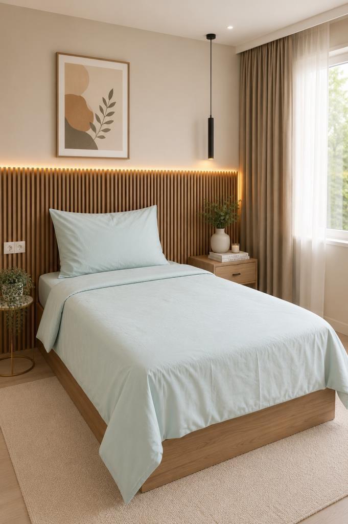 Daily Cheap 2 Parça Tek Kişilik Nevresim Seti 160x200 Adaçayı - 1
