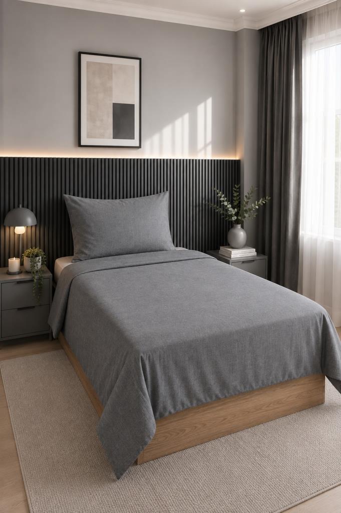 Daily Cheap 2 Parça Tek Kişilik Nevresim Seti 160x200 Antrasit - 1