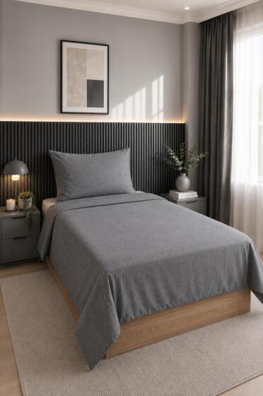 Daily Cheap 2 Parça Tek Kişilik Nevresim Seti 160x200 Antrasit - Çeyiz Diyarı