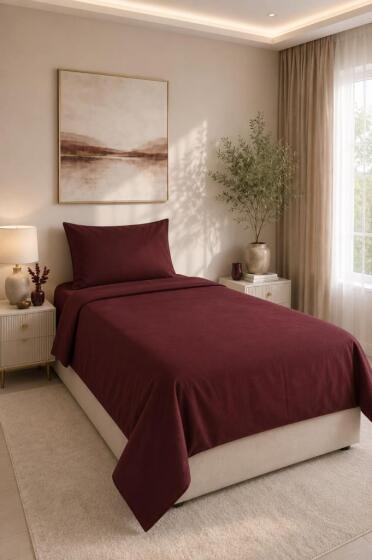 Daily Cheap 2 Parça Tek Kişilik Nevresim Seti 160x200 Bordo - Çeyiz Diyarı
