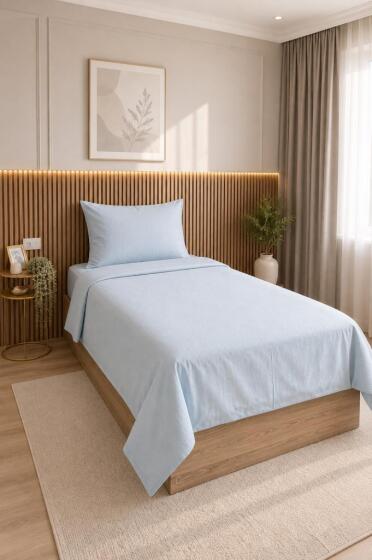 Daily Cheap 2 Parça Tek Kişilik Nevresim Seti 160x200 Buz Mavisi - Çeyiz Diyarı
