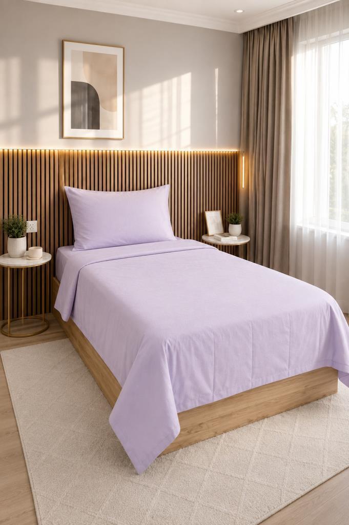 Daily Cheap 2 Parça Tek Kişilik Nevresim Seti 160x200 Lila - 1