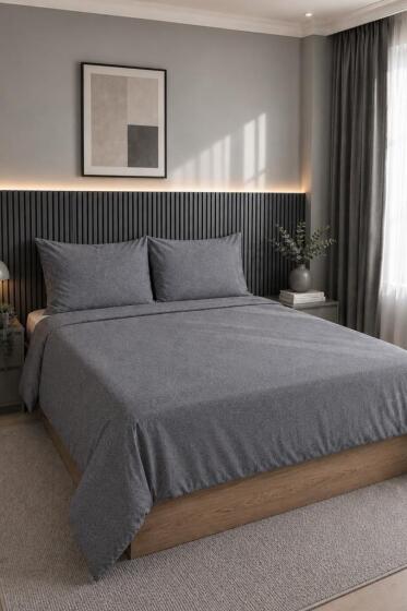 Daily Cheap 3 Parça Çift Kişilik Nevresim Seti 200x220 Antrasit - Çeyiz Diyarı