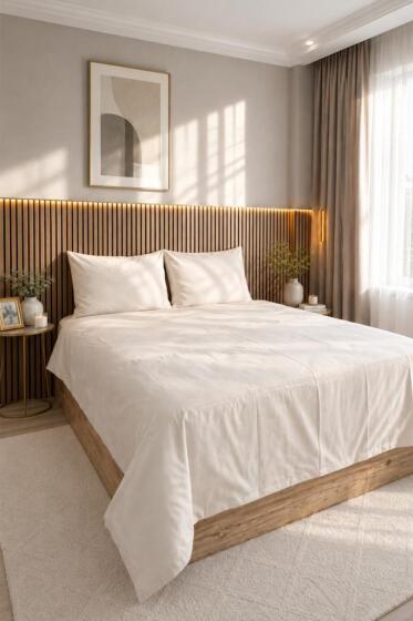 Daily Cheap 3 Parça Çift Kişilik Nevresim Seti 200x220 Bej - Çeyiz Diyarı
