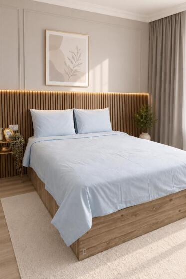 Daily Cheap 3 Parça Çift Kişilik Nevresim Seti 200x220 Buz Mavisi - Çeyiz Diyarı
