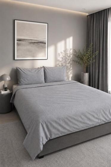Daily Cheap 3 Parça Çift Kişilik Nevresim Seti 200x220 Gri - Çeyiz Diyarı
