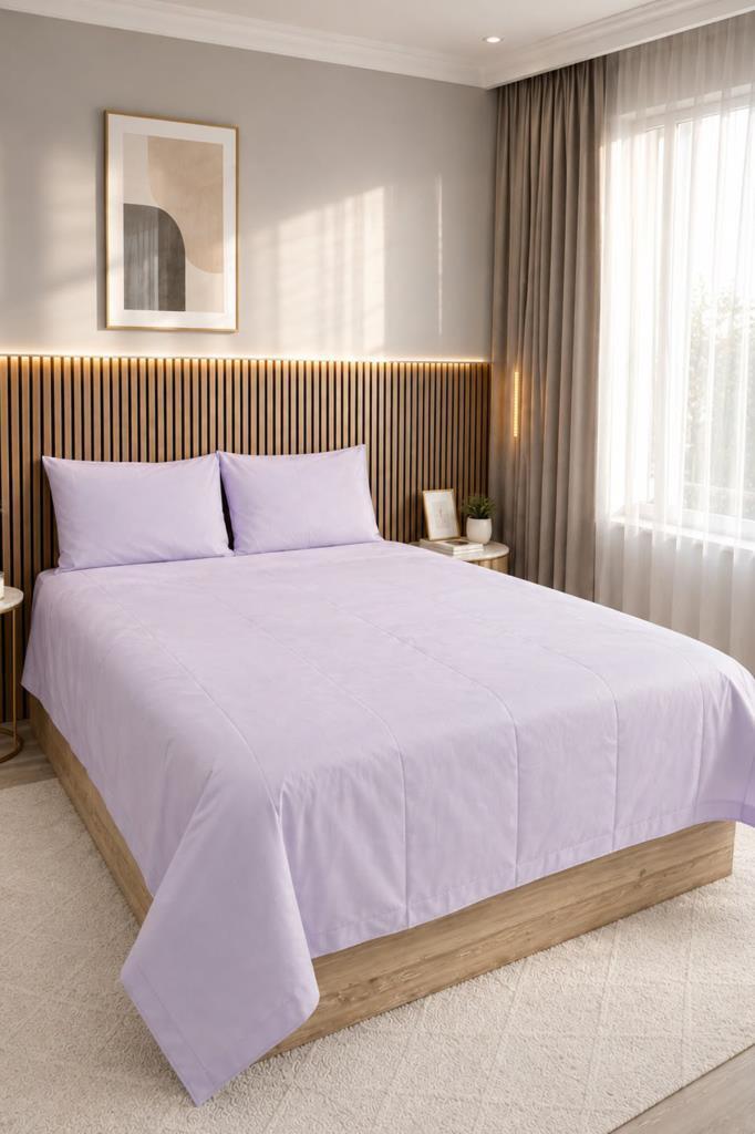 Daily Cheap 3 Parça Çift Kişilik Nevresim Seti 200x220 Lila - 1