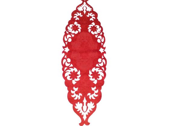 Daisy Lüx Kadife Runner Kırmızı - Çeyiz Diyarı