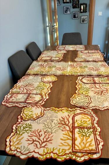 Dalım Keten Amerikan Servis Takımı 19 Parça Kırmızı - Çeyiz Diyarı