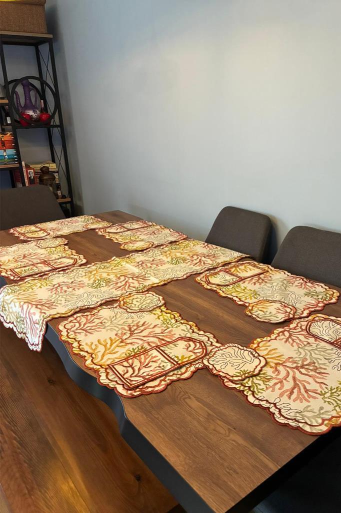 Dalım Keten Amerikan Servis Takımı 19 Parça Kırmızı - 2