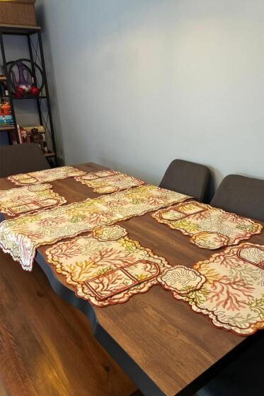 Dalım Keten Amerikan Servis Takımı 19 Parça Kırmızı - Çeyiz Diyarı (1)