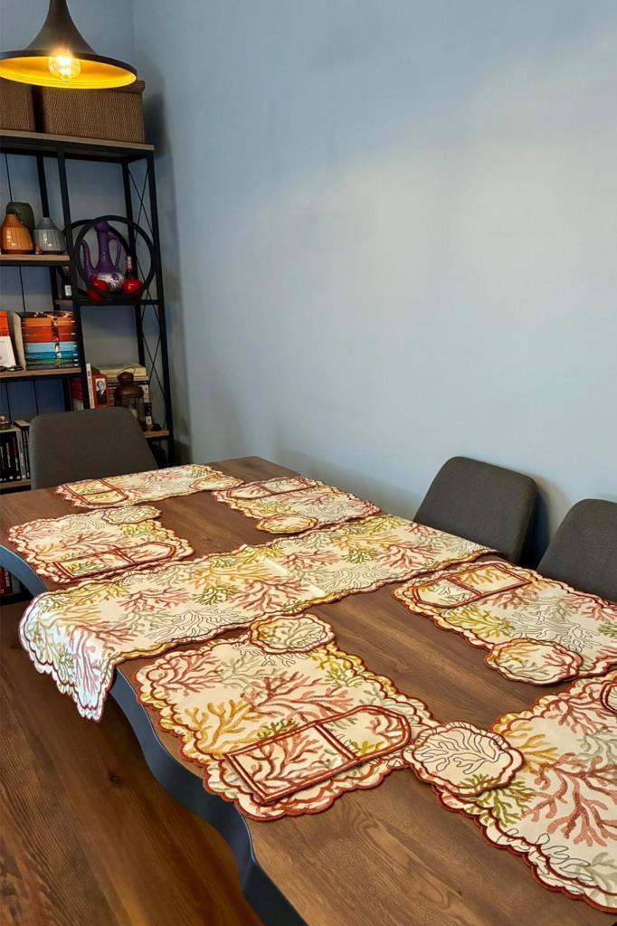 Dalım Keten Amerikan Servis Takımı 19 Parça Kırmızı - 3