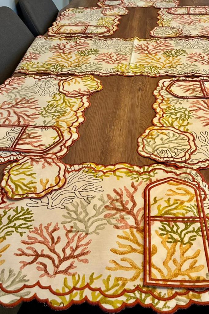 Dalım Keten Amerikan Servis Takımı 19 Parça Kırmızı - 4