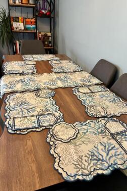 Dalım Keten Amerikan Servis Takımı 19 Parça Mavi - 2