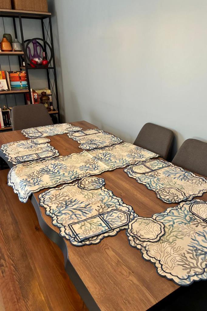 Dalım Keten Amerikan Servis Takımı 19 Parça Mavi - 4