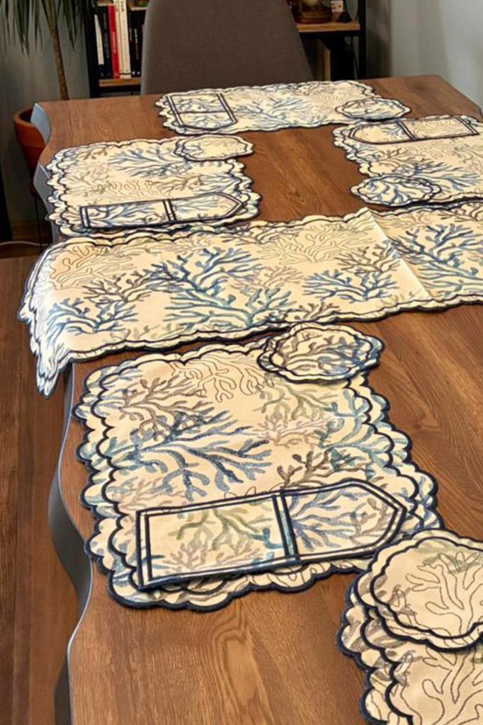 Dalım Keten Amerikan Servis Takımı 19 Parça Mavi - 5