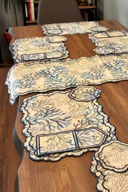 Dalım Keten Amerikan Servis Takımı 19 Parça Mavi - 5