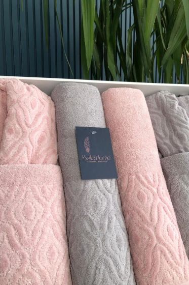Damask 6 Parça Aile Bornoz Takımı Pudra Gri - Çeyiz Diyarı (1)