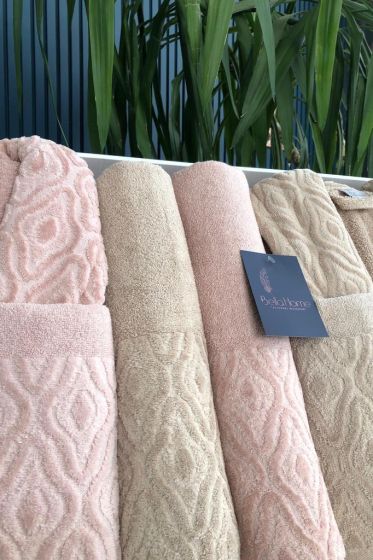 Damask 6 Parça Aile Bornoz Takımı Pudra Kahve - Çeyiz Diyarı (1)