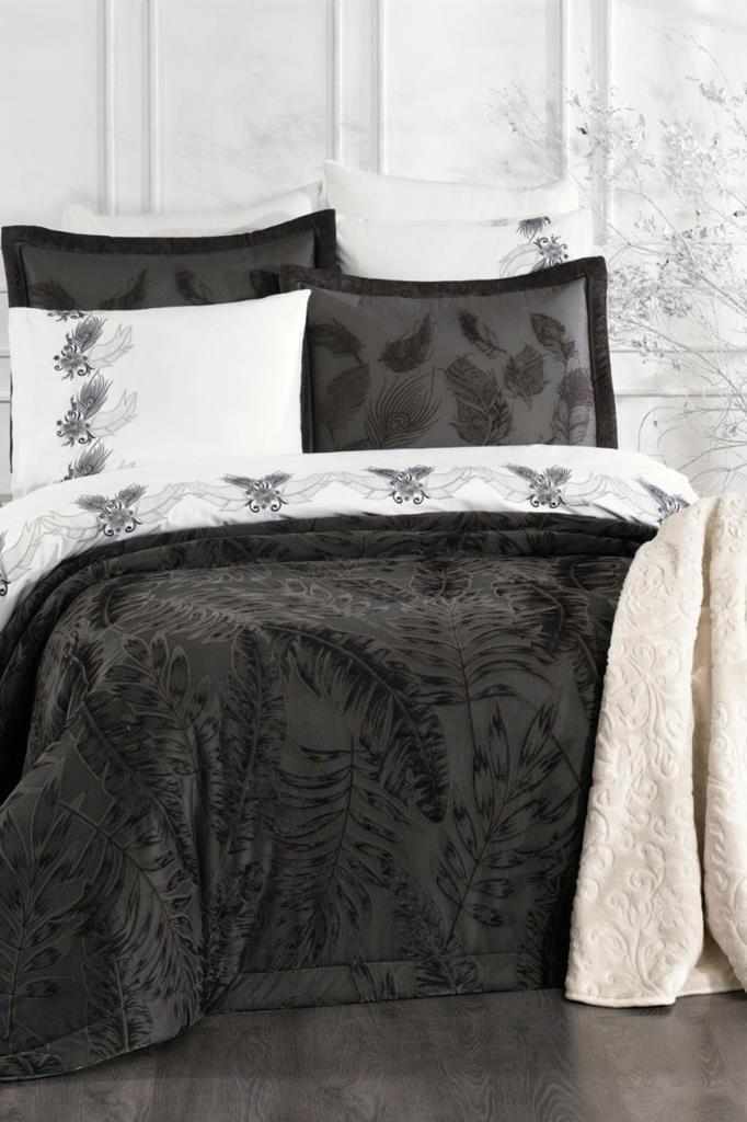 Defne 10 Parça Battaniyeli Çeyiz Seti Antrasit - 1