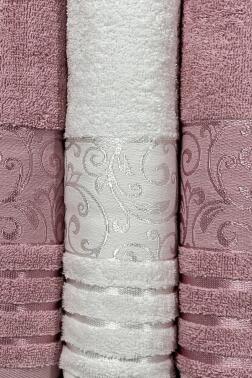 Deren Hamam Takımı 4 Parça Krem - Gül Kurusu - 3