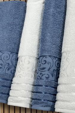 Deren Hamam Takımı 4 Parça Krem - Mavi - 3