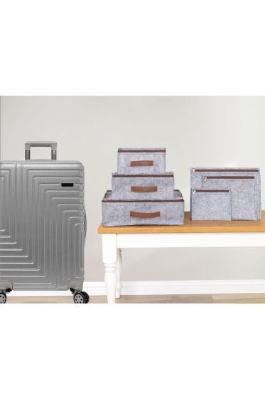 Derili 6'lı Bavul İçi Seyahat Çantası Gri - Çeyiz Diyarı