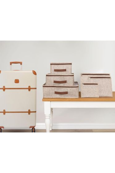 Derili 6'lı Bavul İçi Seyahat Çantası Kahve - Çeyiz Diyarı