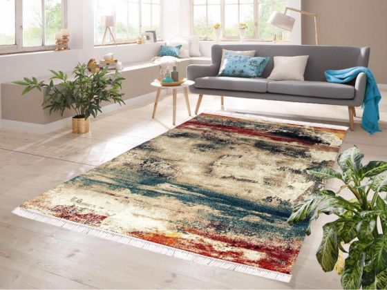 Dijital Baskı Kaymaz Taban Kadife Halı Desta Renkli 100x200 Cm - Çeyiz Diyarı