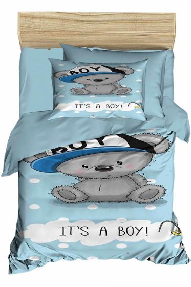 Dijital Baskılı 3d Bebek Nevresim Takımı Bear Boy Su Yeşili - Çeyiz Diyarı