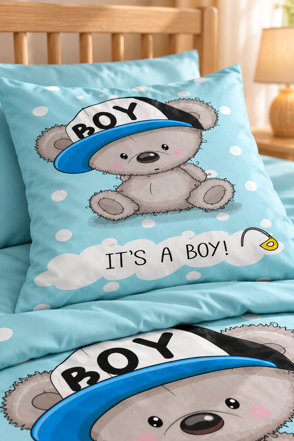 Dijital Baskılı 3d Bebek Nevresim Takımı Bear Boy Su Yeşili - 3