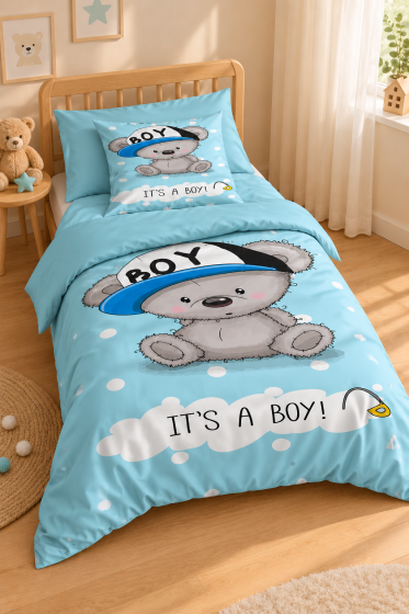 Dijital Baskılı 3d Bebek Nevresim Takımı Bear Boy Su Yeşili - Çeyiz Diyarı (1)