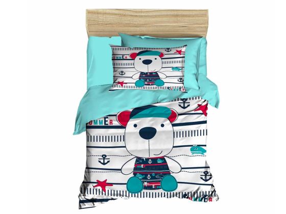 Dijital Baskılı 3d Bebek Nevresim Takımı Bear Mint Yeşili - Çeyiz Diyarı (1)