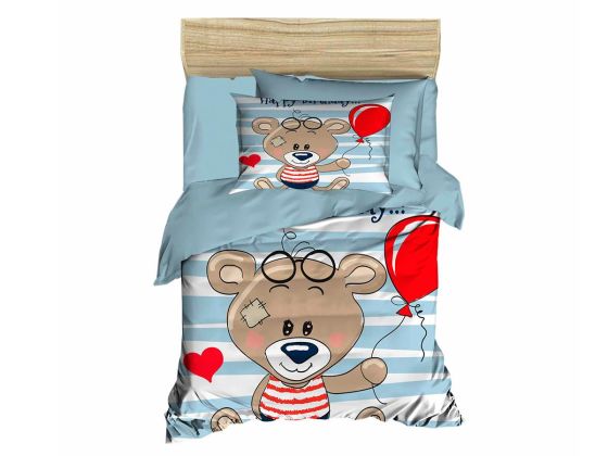 Dijital Baskılı 3d Bebek Nevresim Takımı Bear Su Yeşili - Çeyiz Diyarı (1)