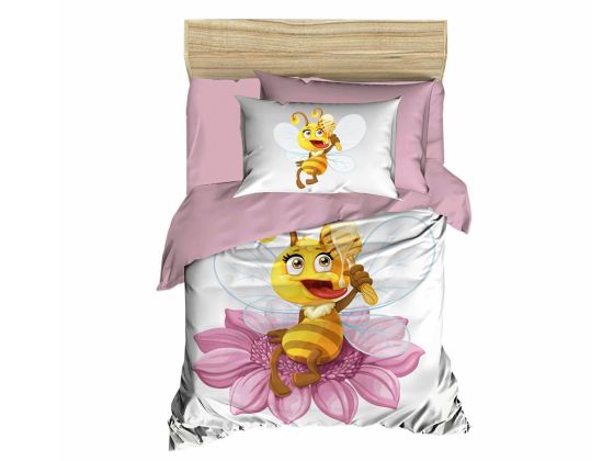 Dijital Baskılı 3d Bebek Nevresim Takımı Bee Pudra - Çeyiz Diyarı (1)