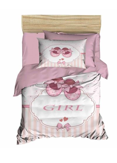 Dijital Baskılı 3d Bebek Nevresim Takımı Girl Pudra - Çeyiz Diyarı