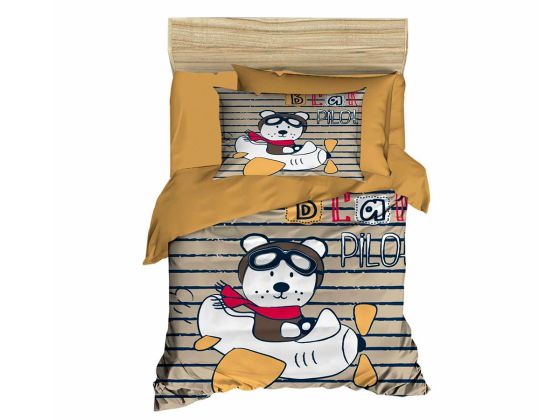 Dijital Baskılı 3d Bebek Nevresim Takımı Pilot Sarı - Çeyiz Diyarı (1)