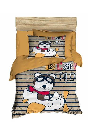 Dijital Baskılı 3d Bebek Nevresim Takımı Pilot Sarı - Çeyiz Diyarı