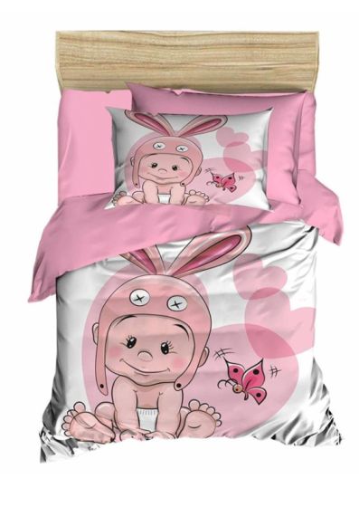 Dijital Baskılı 3d Bebek Nevresim Takımı Rabbit Baby Pembe - Çeyiz Diyarı
