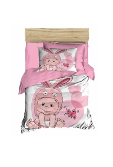 Dijital Baskılı 3d Bebek Nevresim Takımı Rabbit Baby Pembe - Çeyiz Diyarı (1)
