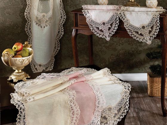 Dila Keten Salon Takımı 5 Parça Bej - Çeyiz Diyarı