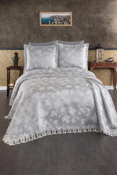 Dilara 3 Parça Çift Kişilik Pike Takımı Gri - Çeyiz Diyarı