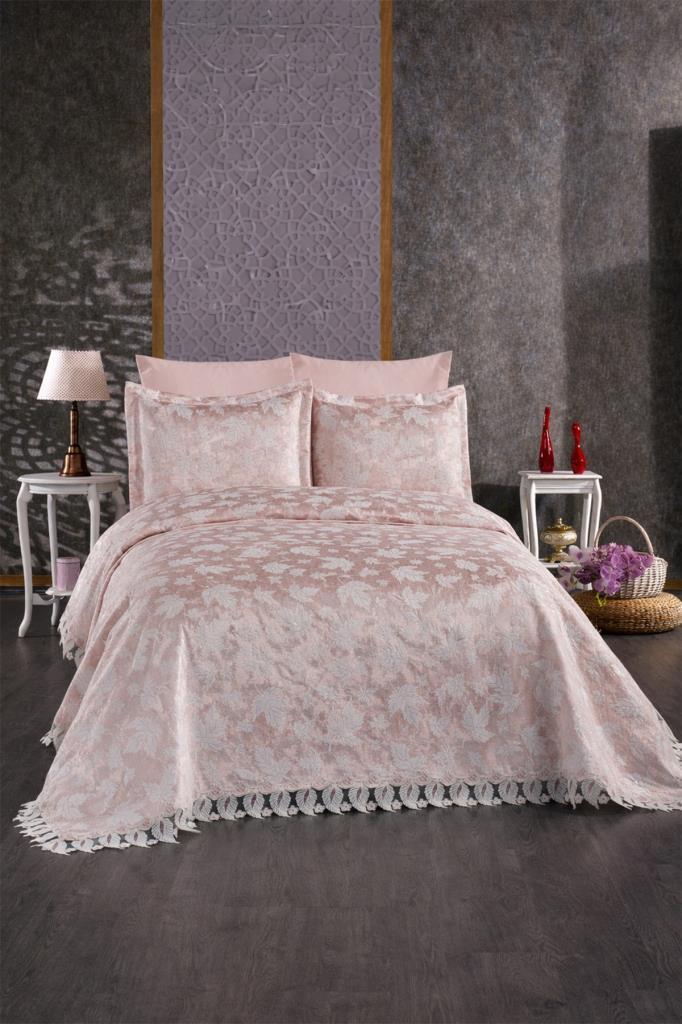 Dilara 3 Parça Çift Kişilik Pike Takımı Pudra - 1