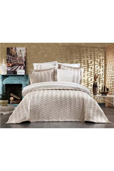Dolce Lüx Nakışlı Çeyiz Paketi 9 Parça Cappucino - Çeyiz Diyarı (1)